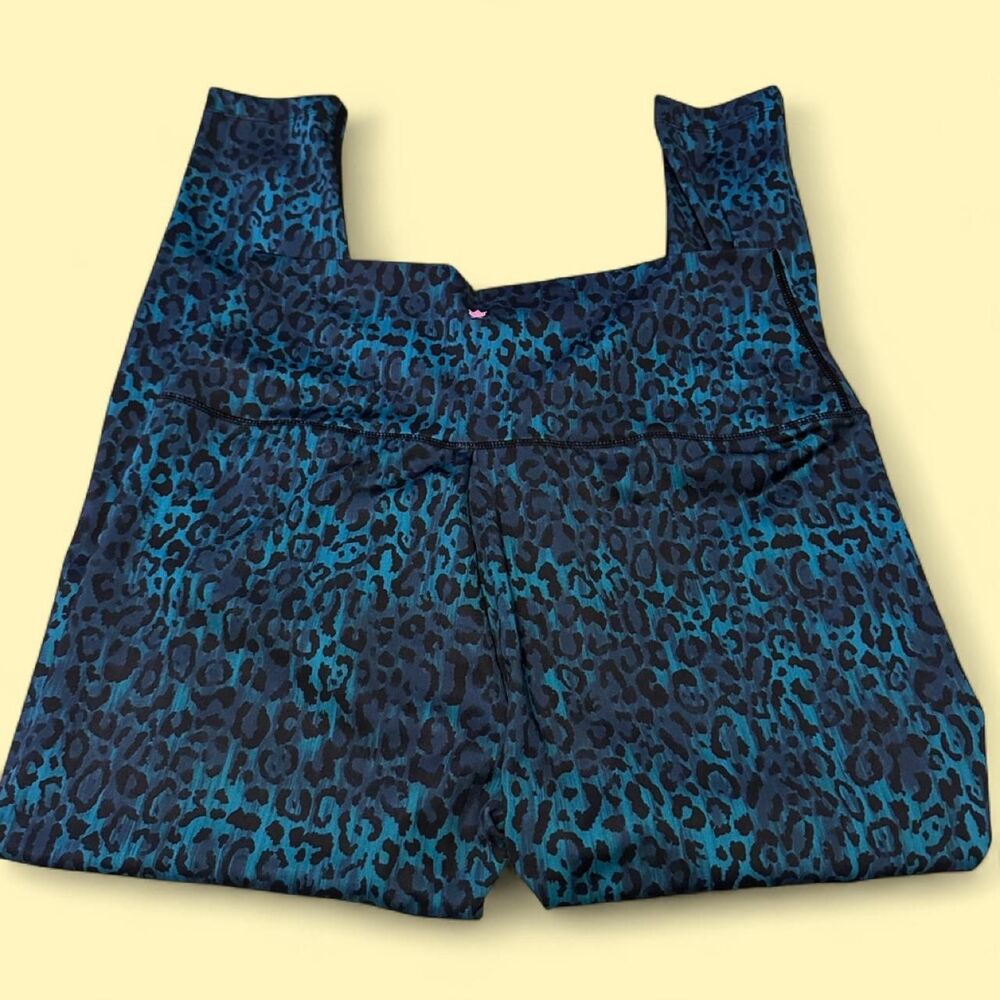 Kira Grace bright blue leopard print leggings Size L - Picture 5 of 6